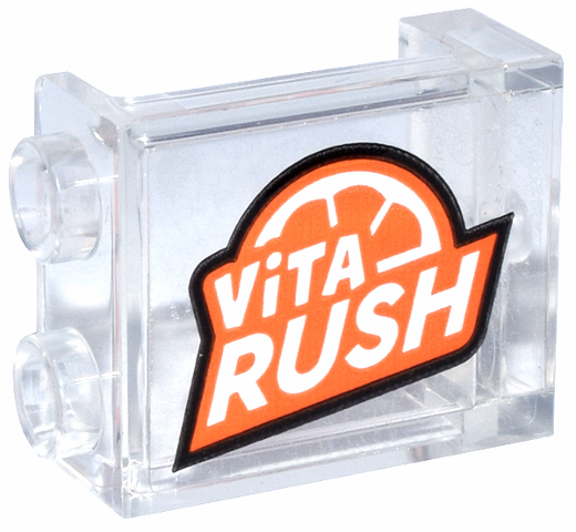 Lego Panel 1 x 2 x 2 with Side Supports - Hollow Studs with Orange and White 'ViTA RUSH' Logo Pattern (Sticker) - Set 76269