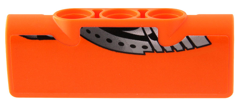 Lego Technic, Panel Curved 2 x 5 x 1 with Silver Toyota Supra MK4 Door Mechanical Pattern Model Right Side (Sticker) - Set 42204 / Orange