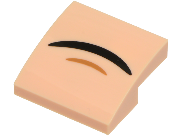 Lego Slope, Curved 2 x 2 x 2/3 with Black Closed Mouth Frown and Medium Nougat Chin Dimple Pattern