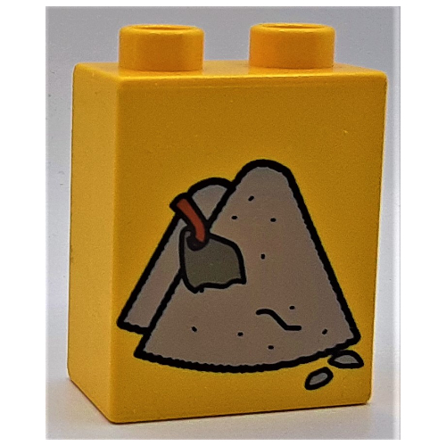 Lego Duplo Brick 1 x 2 x 2 with Sand Piles and Shovel Print