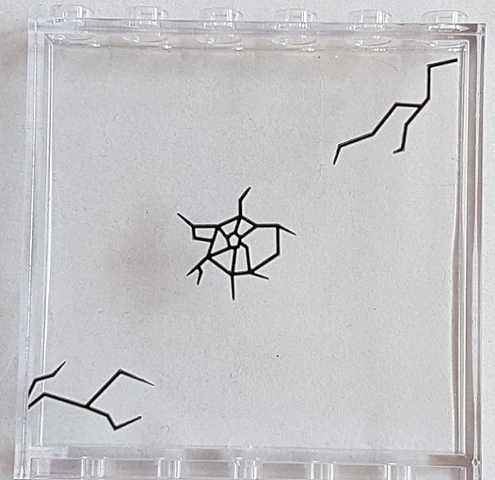 Lego Panel 1 x 6 x 5 with Black Cracks on Window Pattern (Stickers) - Set 76082 / Trans-Clear