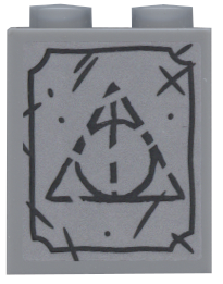 Lego Brick 1 x 2 x 2 with Inside Stud Holder with Triangle Tombstone Pattern (Sticker) - Set 75965