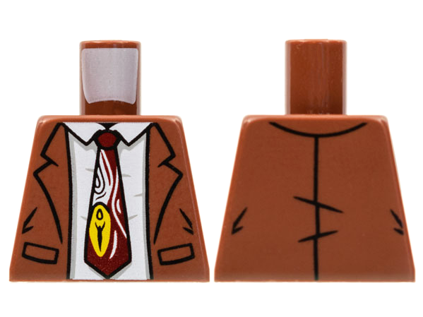 Lego Torso Jacket, White Shirt, Reddish Brown Tie with White and Yellow Design Pattern / Reddish Brown