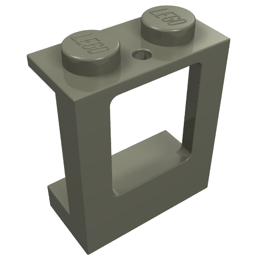 Lego Window 1 x 2 x 2 Plane, Solid Studs / Dark Gray