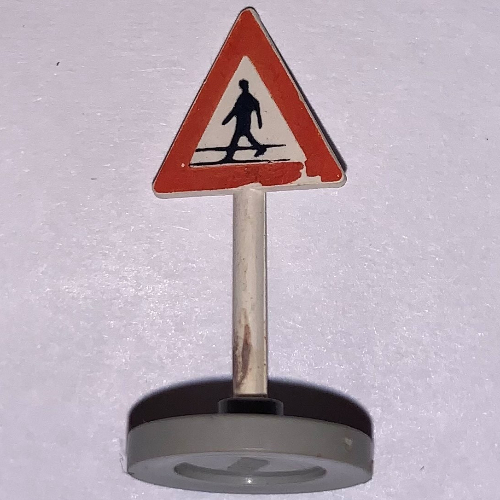 Lego Road Sign Old Triangle with Man Crossing Print & Type 2 Base