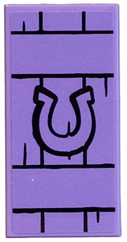 Lego Tile 2 x 4 with Shutter with Black Horseshoe and Wood Grain Pattern (Sticker) - Set 42654 / Medium Lavender