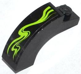 Lego Arch 1 x 3 x 2 Curved Top with Lime Swirls Type 3 Pattern Model Left Side (Sticker) - Set 70504