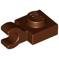 Lego Plate Special 1 x 1 with Clip Horizontal [Thick Open O Clip] / Reddish Brown