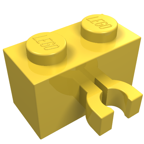Lego Brick Special 1 x 2 with Vertical Clip [Thick U Clip] / Yellow