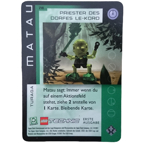 Lego Trading Card, Bionicle Game: QftM - 78 Turaga - Matau - Chief of Le-Koro Village / [No Color/Any Color]