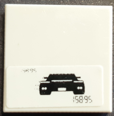Lego Tile 2 x 2 with Black Car Silhouette and Digital '15895' Pattern (Sticker) - Set 8214 / White