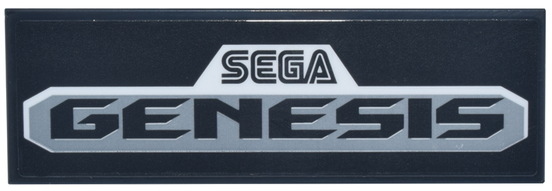 Lego Tile 2 x 6 with 'SEGA GENESIS' Logo on White and Light Bluish Gray Angled Shape Pattern (Sticker) - Set 40926