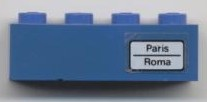 Lego Brick 1 x 4 with 'Paris - Roma' Pattern (Sticker) - Set 7710/7818