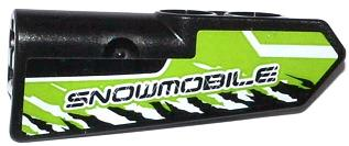 Lego Technic, Panel Fairing #21 Very Small Smooth, Side B with 'SNOWMOBILE' and Black and White Splatters Pattern (Sticker) - Set 42021 / Black