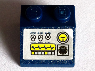 Lego Slope 45 2 x 2 with Silver Control Panel with Switches, Gauges and Screen Pattern (Sticker) - Set 8636