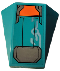 Lego Wedge 4 x 4 Triple Curved No Studs with Dark Bluish Gray and Orange Armor Plates with Black Outlines and Metallic Light Blue Circuitry Pattern (Sticker) - Set 76194 / Dark Turquoise