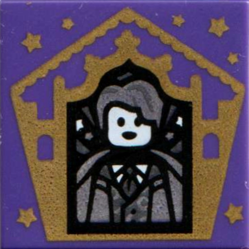 Lego Tile 2 x 2 with Wizard Card Gilderoy Lockhart Print / Dark Purple