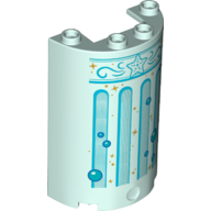 Lego Cylinder Half 2 x 4 x 5 with 1 x 2 Cutout and Columns, Stars, and Bubbles Print