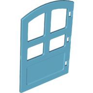 Lego Duplo Door 1 x 4 x 4 with Four Panes, Different Size and Curved Top / Medium Azure