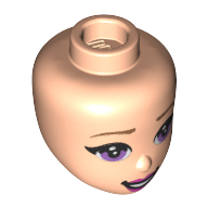 Lego Minidoll Head Medium Lavender Eyes, Pink Lips, Teeth / Light Nougat