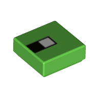 Lego Tile 1 x 1 with Pixelated Eye print / Bright Green