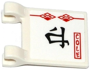 Lego Flag 2 x 2 Square with Flat Edge with Ninjago Logogram 'Earth' and 'COLE' Pattern on Both Sides (Stickers) - Set 70599