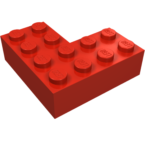 Lego Brick 4 x 4 Corner / Red