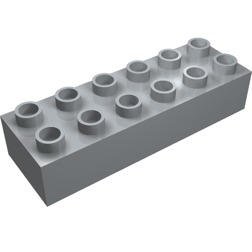 Lego Duplo Brick 2 x 6 / Light Bluish Gray