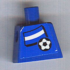 Lego Torso Soccer Blue/White Team, Argentinian Flag Sticker Front, Black Number Sticker Back Pattern (specify number in listing) / Blue
