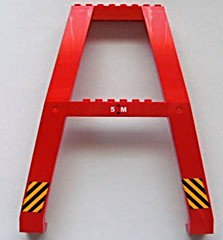 Lego Support Crane Stand Double with Black and Yellow Danger Stripes and '5 M' with Arrows Pattern (Stickers) - Set 7994