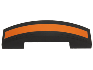 Lego Slope, Curved 4 x 1 x 2/3 Double with Orange Stripe on Black Background Pattern (Sticker) - Set 75102