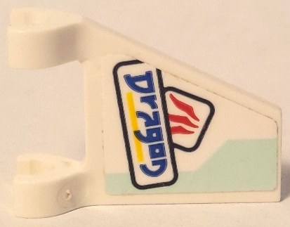 Lego Flag 2 x 2 Trapezoid with Flat Edge with Blue 'Dragon', Yellow Line and Light Aqua Stripe Pattern Model Right Side (Sticker) - Set 71709
