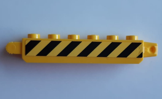 Lego Hinge Brick 1 x 6 Locking with Black and Yellow Danger Stripes Pattern Model Right Side (Sticker) - Set 60185