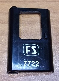 Lego Door 1 x 4 x 5 Train Left, Thin Support at Bottom with 'FS 7722' Pattern (Sticker) - Set 7722 / Black