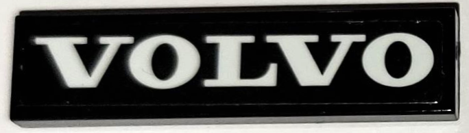 Lego Tile 1 x 4 with White 'VOLVO' Pattern (Sticker) - Set 42114 / Black