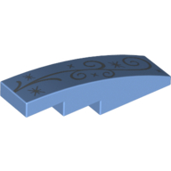 Lego Brick Curved 4 x 1 No Studs with Cinderella Scrollwork Print [Stud Holder with Symmetric Ridges]