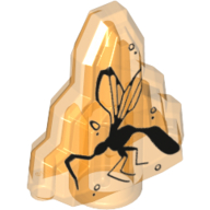 Lego Rock 1 x 2 Crystal Stepped with Mosquito Print / Trans-Orange