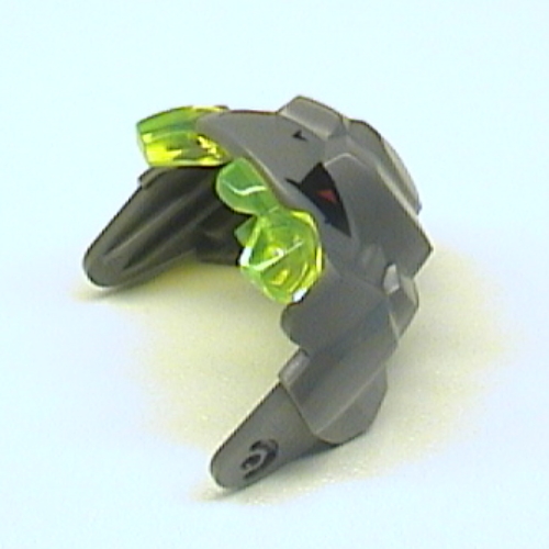 Lego Creature Body Part, Rock Monster King Jaw Upper with Trans-Neon Green Teeth and Black and Red Eyes Print