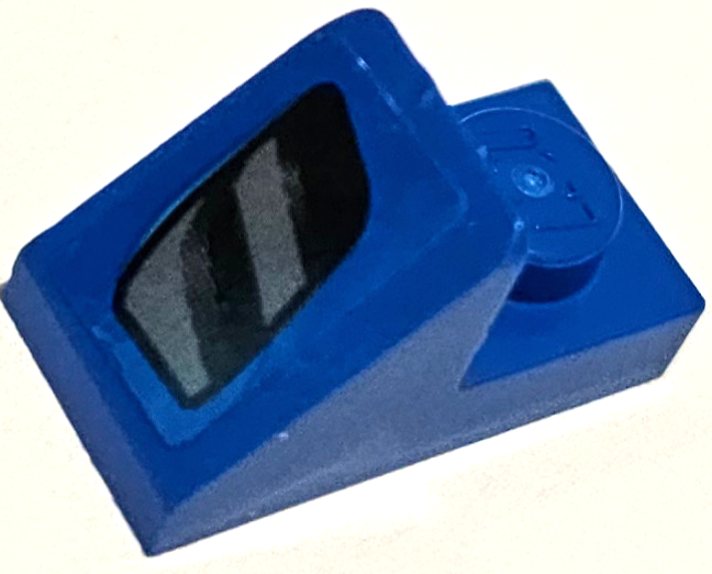 Lego Slope 45 2 x 1 with 2/3 Cutout with Black and Silver Air Intake Vent Pattern Model Left Side (Sticker) - Set 75891