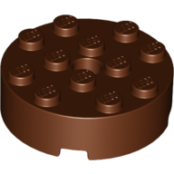 Lego Brick Round 4 x 4 Centre Hole / Reddish Brown