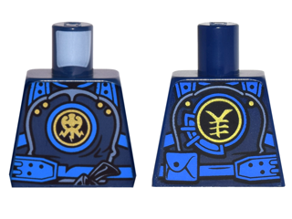 Lego Torso Ninjago Armor with Blue Straps and Utility Belt with Lightning Power Emblem Pattern / Dark Blue