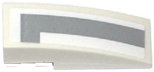 Lego Slope, Curved 3 x 1 with Angled Light Bluish Gray Stripe Pattern Model Left Side (Sticker) - Set 75912