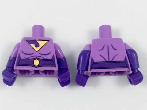 Lego Torso Female, Wonder Twin Jayna Pattern / Dark Purple Arms with Molded Medium Lavender Short Sleeves Pattern / Dark Purple Hands