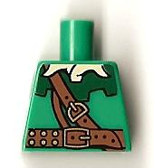 Lego Torso Forestman with White Shirt Collar and Brown Belt Pattern / Green