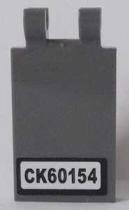 Lego Tile, Modified 2 x 3 with 2 Clips with 'CK60154' Pattern (Sticker) - Set 60154 / Dark Bluish Gray
