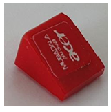 Lego Slope 30 1 x 1 x 2/3 with 'MUBADALA ABU DHABI' and 'acer' Pattern Model Right Side (Sticker) - Sets 8153 / 8155 / Red