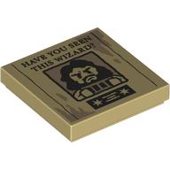 Lego Tile 2 x 2 with Wanted Poster, 'HAVE YOU SEEN THIS WIZARD?', Sirius Black Print / Tan