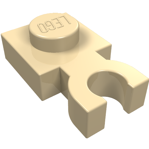 Lego Plate Special 1 x 1 with Clip Vertical [Thick U Clip] / Tan