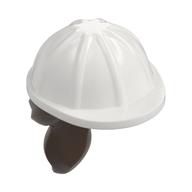 Lego Hair and Helmet, Construction / Hard Hat, Ponytail Dark Brown Pattern / White