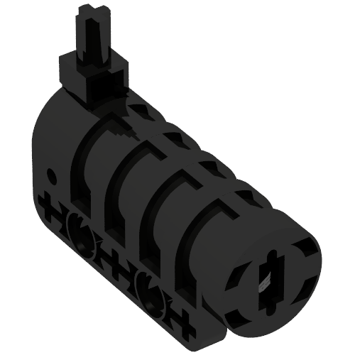 Lego Launcher, Technic Competition Cannon, Round Bottom with Same Color Ends / Black